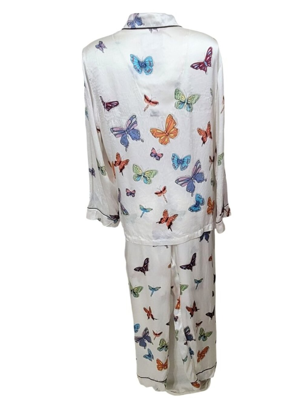 Vintage Nick & Nora 100% Silk Butterfly Print Pajama Set XL - Picture 8 of 12